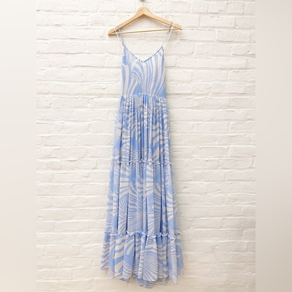 MISA Los Angeles || Kalita Strappy Tiered Maxi Dress Casablanca Blue Small NWT - Picture 1 of 9